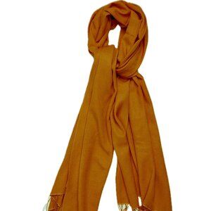 Pashmina Wrap Shawl in Tasseled Ends Italian Scarf in Mustard Gold